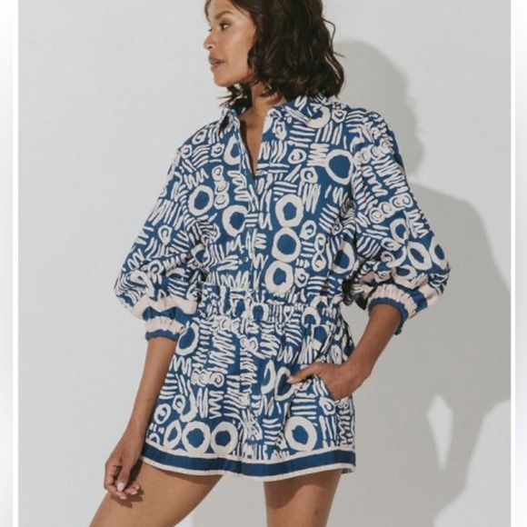 Cleobella Kayin Short Linen Blend Isla Print Size M - Picture 1 of 5